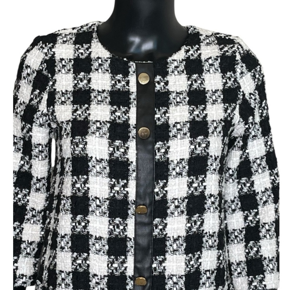 Zara TRF Black White Tweed Check Mini Dress NWT Size Small - Picture 4 of 9